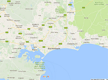 google map of bournemouth, dorset